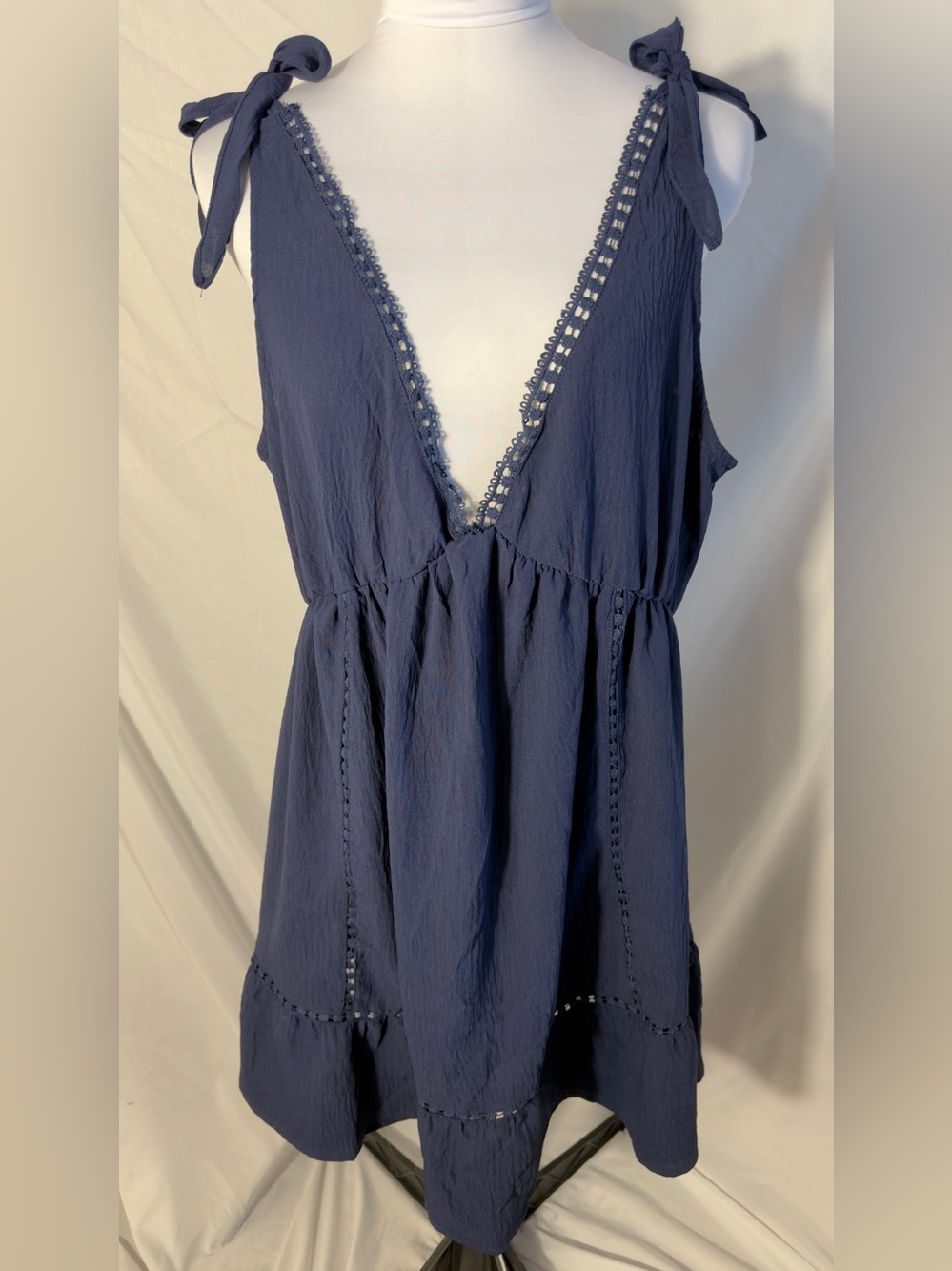 Blooming Jelly Navy Gauze Mini Dress